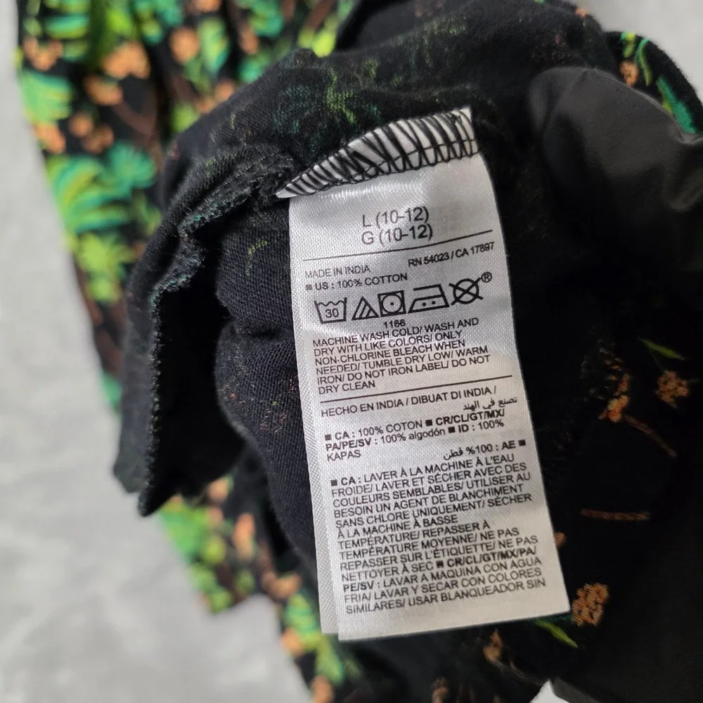 Old Navy Romper Girls‎ Large 10-12 Black Tropical Palm Tree Print Cotton